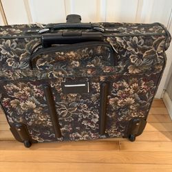 Vintage Dark Floral  Rolling  Garment Bag  