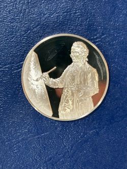 1975 POSTMASTERS OF AMERICA BENJAMIN WEST STERLING SILVER COIN