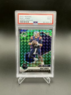 2021 Mosaic Mac Jones RC Prizm Green Rookie #245 Patriots PSA 9