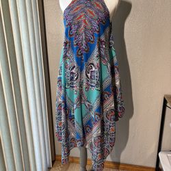 Dress Paisley Print Asymmetric Ruffle Boho size Medium 