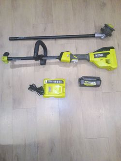 Ryobi Extend It with Weed Trimmer attachment and charger