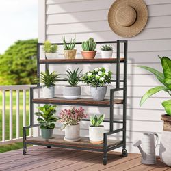 Plant Stand , Indoor 3 Tier Plant Ladder Shelf