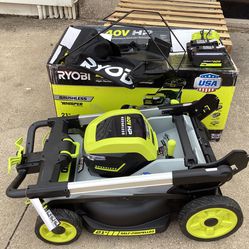 🛠🧰RYOBI 40V HP Brushless WHISPER 21” SELF PROPELLED All Wheel Drive Mower w/(2)6.0 Batteries & Charger GREAT COND!-$580!🧰🛠