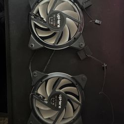 upHere 12V 3-Pin Computer Case Fans Pair Black White Plastic