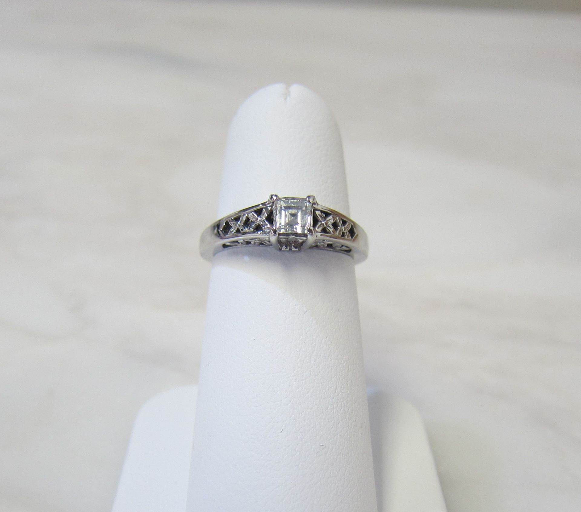 Square Diamond Engagement Ring 14k White Gold