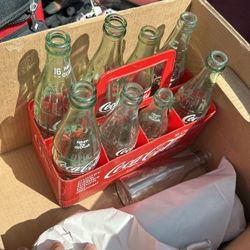 Vintage Coke Bottles With Case 