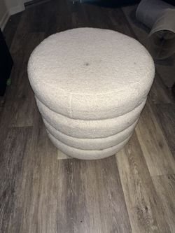 Linen Fabric Ottoman/Storage