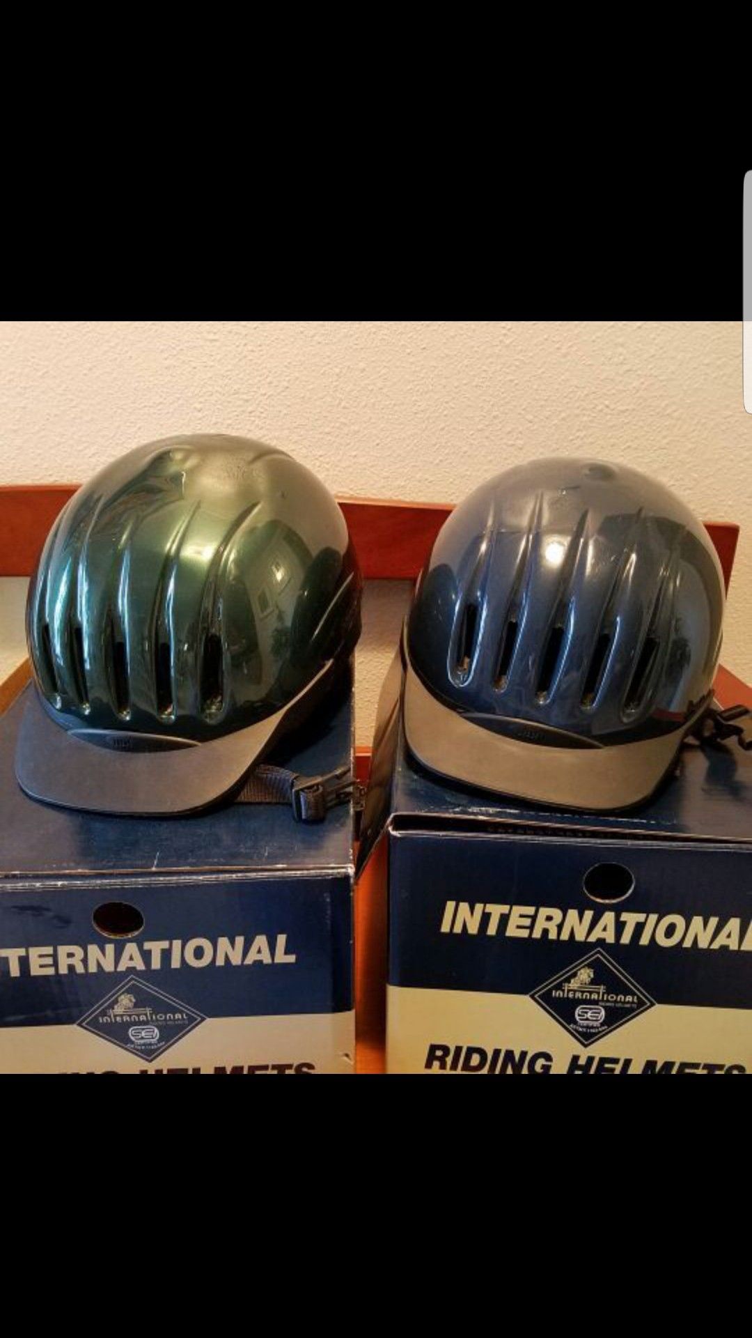 Helmets Equestrian 2 (both small) $30 Each. Equi-Lite; Item #102915, #102815. 1 dark green, 1navy- slightly more worn. Great condition.