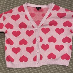 Girl’s Art Class 4 Button Pink Hearts Cardigan Size XXL (18)