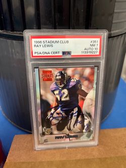 1996 Stadium Club Ray Lewis Rookie AUTO 10 (HOF 18) - Slabbed