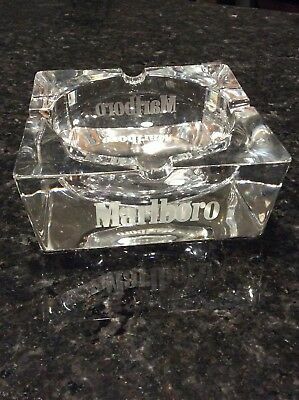 Very collectible vintage Marlboro Crystal Glass Ashtray