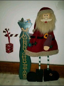 34" Santa Merry Christmas wooden Decoration