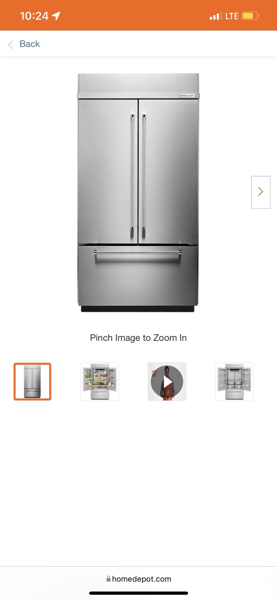 Kitchen Aid 42β Built In Refrigerator In Stainless Steel New In Box With Red Knob Handles