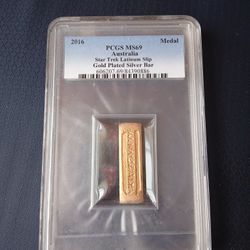 Authentic Star Trek Latinum Slip Gold Plated Silver Bar (Collectible)