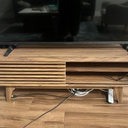 Wooden TV Stand With Sliding Door (Please Read Description)