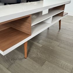 Mid-Century Modern TV Stand with Storage Shelves | $100