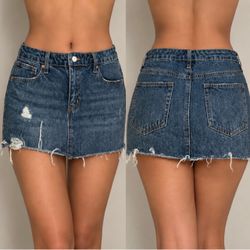 forever21 denim ripped skirt
