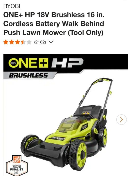 For Sale A Ryobi One+ HP 18V Brushless 16in Cordless Battery Walk Behind Push Lawnmower (Tool-only) Model P1109VNM. In Excellent Working Condition.