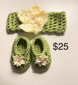 Crochet Booties And Head Bands