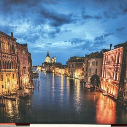 XL "Grand Canal at Night" Canvas Print 47 X 33