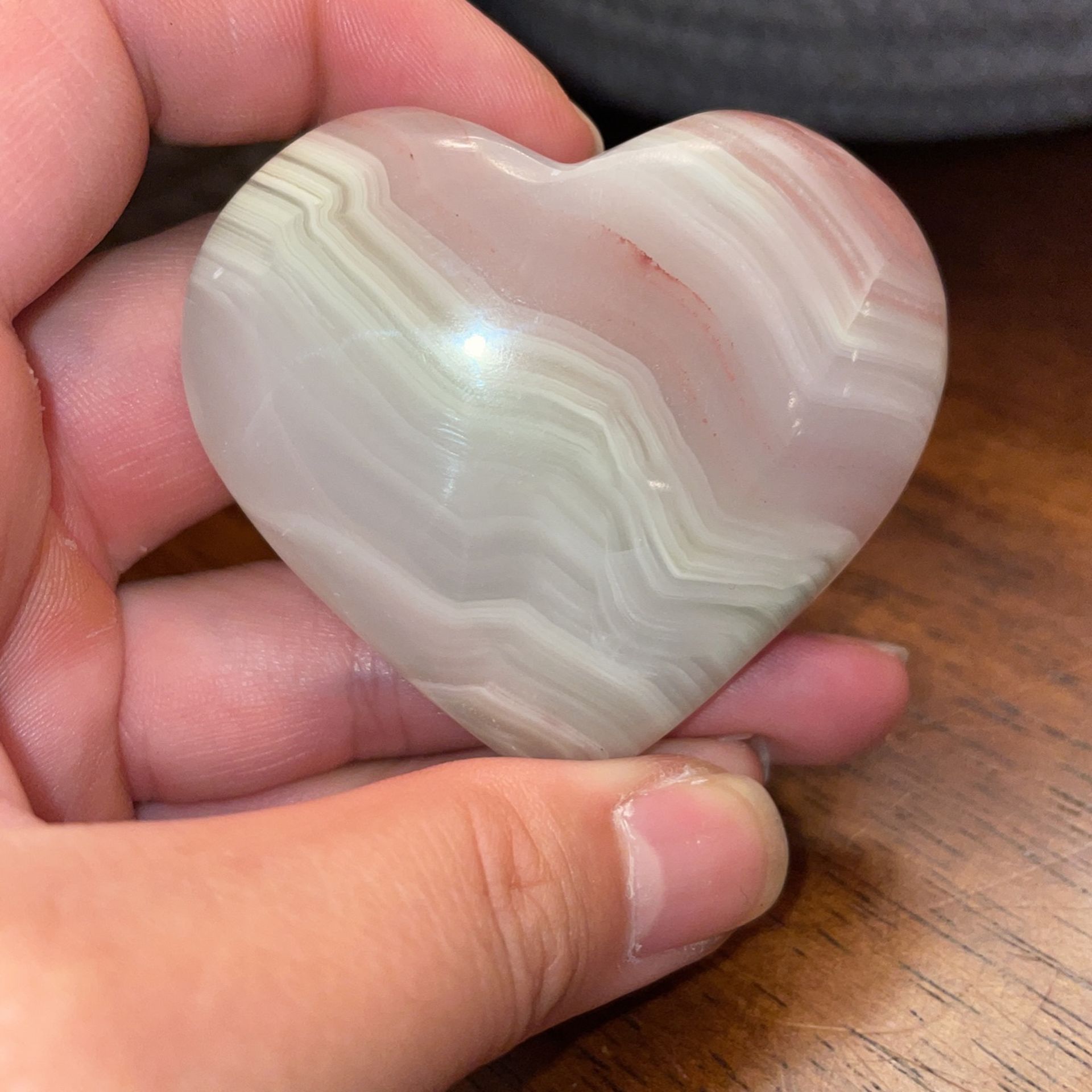 Pink Banded Onyx Heart