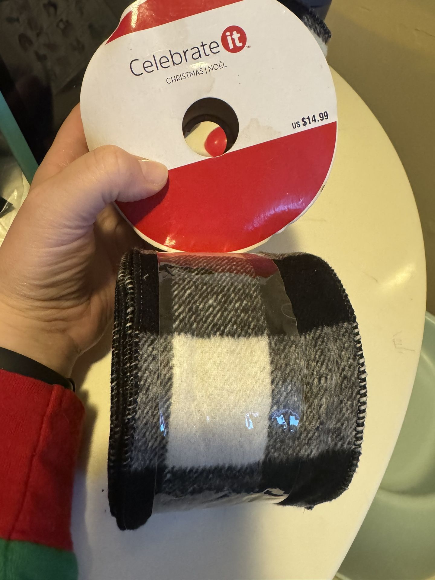 Plaid Wired ribbon. 4 by 10