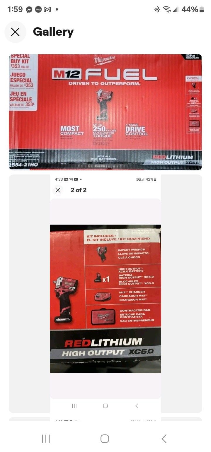Milwaukee M12 12V 2554-21HO 3/8” Stubby Wrench Kit W/ 5Ah High Output, BRAND NEW