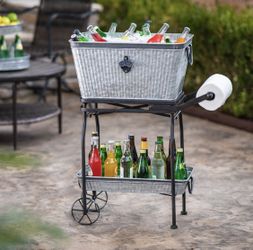New Beverage or Ice Tub Tray with Cart Great for Picnics, Barbecues, Fishing (OBO)