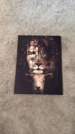 Lion and Lamb Canvas Wall Art Print