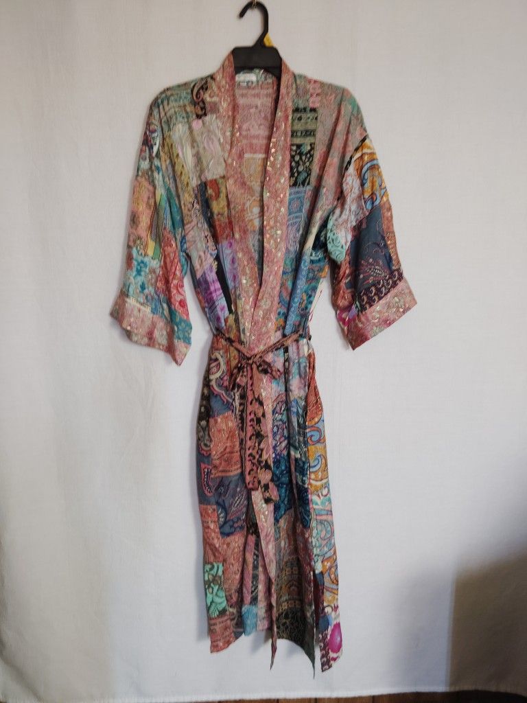 Karma Highway Women's Boho Multicolor Patchwork Lounge Robe ~ O/S