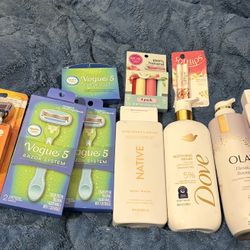 Razors, Body Wash, Lotion, Hygiene Items
