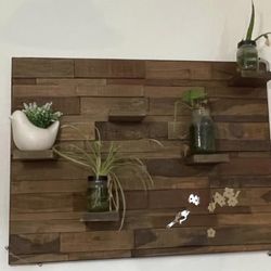 Mosaic Wood Panel Plant Shelf