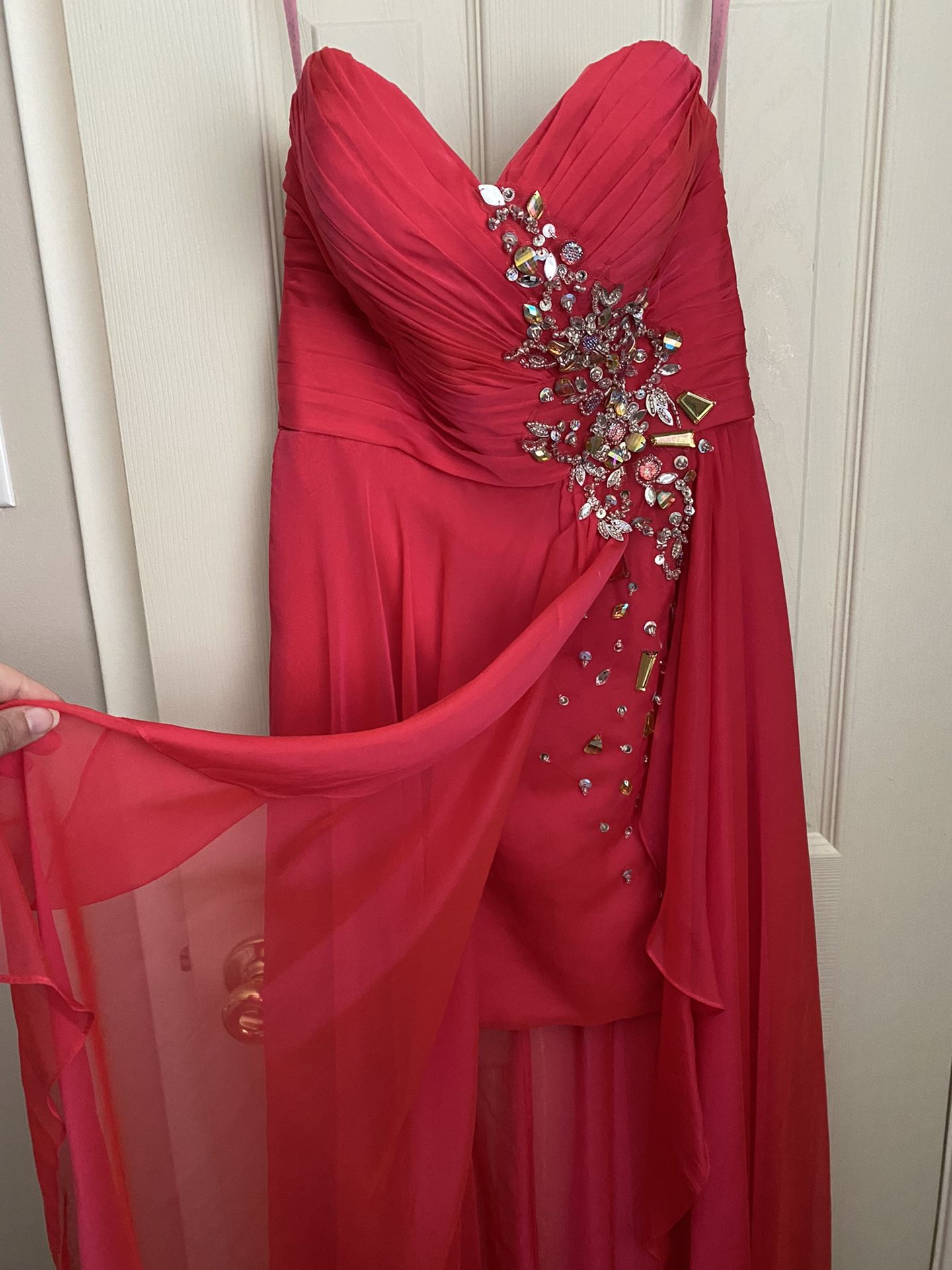 Pink Size 4 Prom Dress w/ Crystal Beading