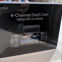 New SKDW 4K 4-Channel Dash Cam, 360° Coverage, Voice Control, GPS, 128GB SD Card Included