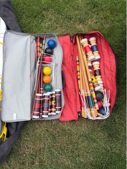 Outdoor Portable Sporting Goods Sets - Croquette, Badminton and Volley Ball