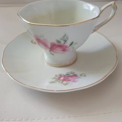 Floral Tea Cup And Saucer Unmarked