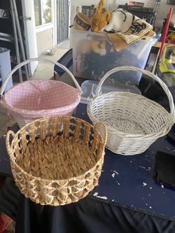 Assorted decorative storage baskets
