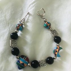 925 Silver Navajo Bracelet With Stones 