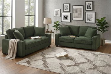 Brand New Forest Green Corduroy Sofa And Love Seat