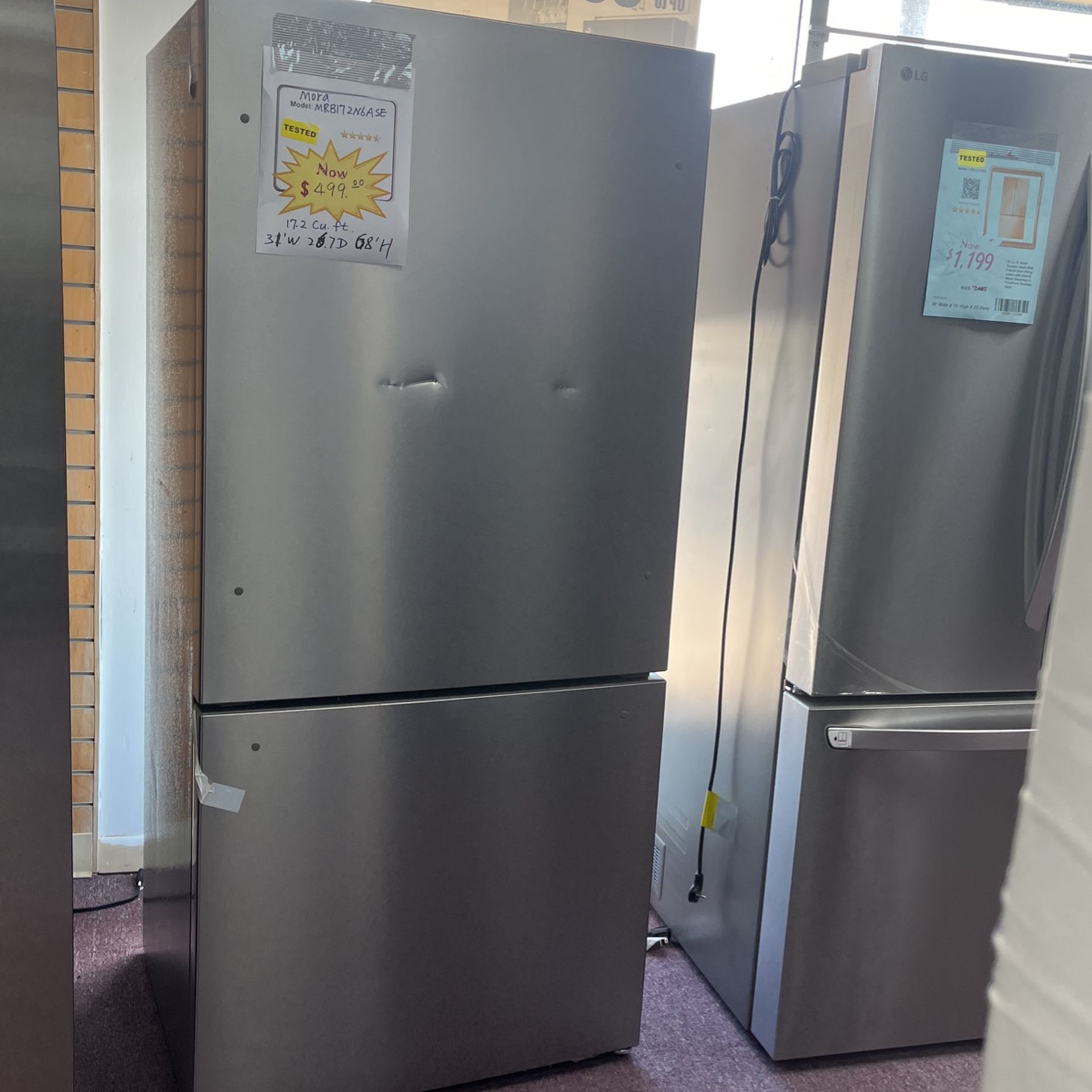 Refrigerator Stainless Steel 31” Wide New Open Box And 1 Year Warranty