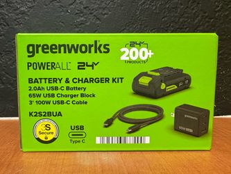 GREENWORKS POWERALL 24V 2.0Ah Li-Ion BATTERY & CHARGER KIT