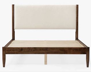 Besan Solid Wood Boucle Upholstered Headboard Bed Frame(Queen)