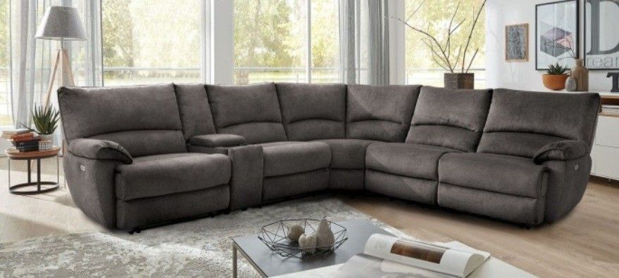 Brand New Grey Super Plush Power Reclining Sectional Sofa