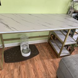 Faux Marble And Gold Table 