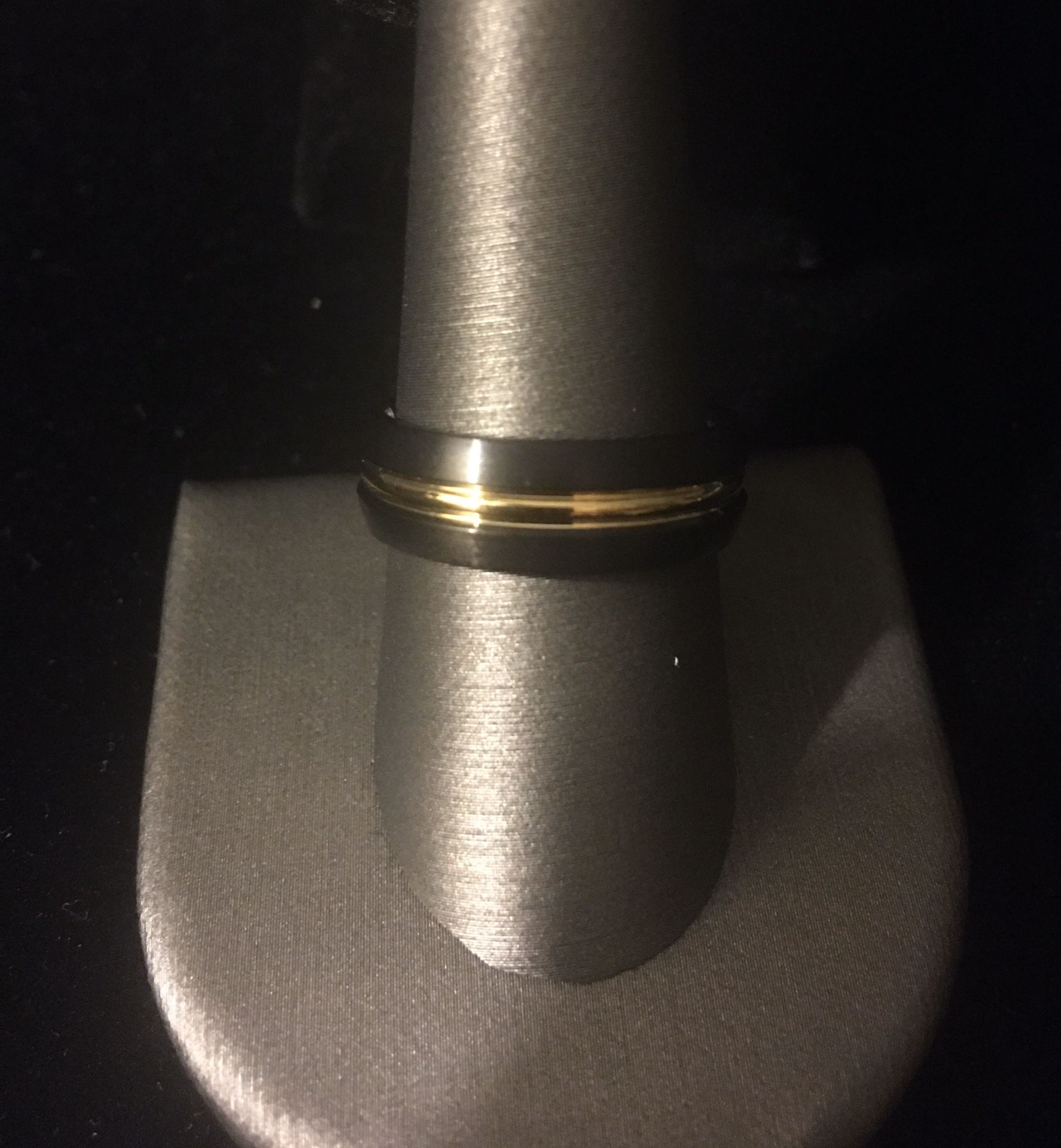 Stainless Steel Men's Black and Yellow Wedding Band