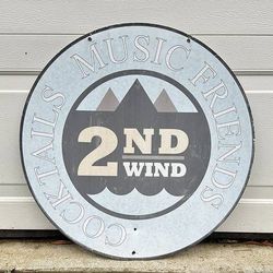 2nd Wind Cocktails Music Friends Wall Hanging Metal Plaque Decoration Accent