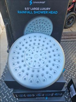 New Charcoal Grey SparkPod 9.5 Inch Large Rain Shower Head - Luxury Rainfall Shower Head - High Pressure Showerhead. Retails Around $50 On Amzn!