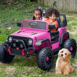 New Hikiddo 4WD Kids Ride on Truck Car, 12V 7Ah Ride on Toy Electric Cars for Kids w/ Remote, Bluetooth, 4x75W Motors   New in box JC303   UPGRADED 12