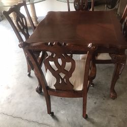 Antique Dinner Table With Chairs