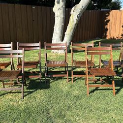 Wooden Folding Chairs – Set Of Seven